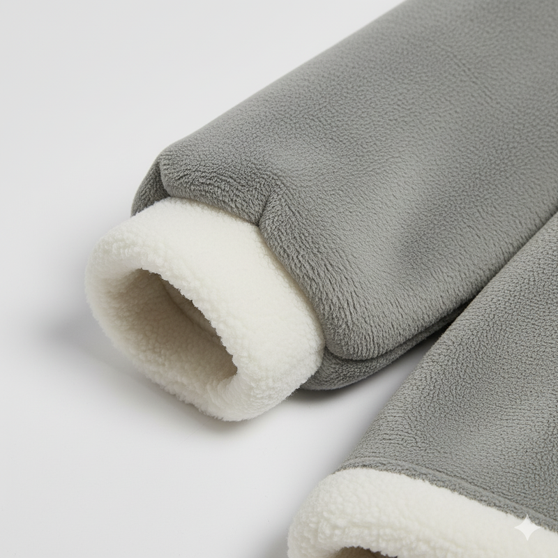 Close-up of soft fleece and sherpa texture
